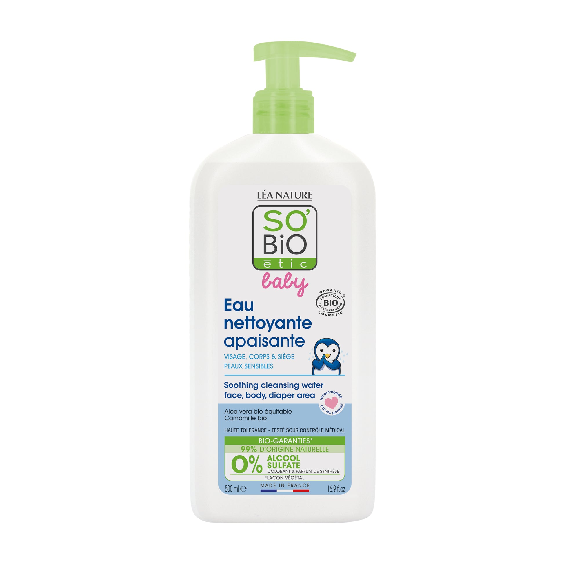 944250 Voda dětská čisticí zklidňující  - tělo, obličej, oblast plenek 500 ml BIO   SO’BiO étic-1