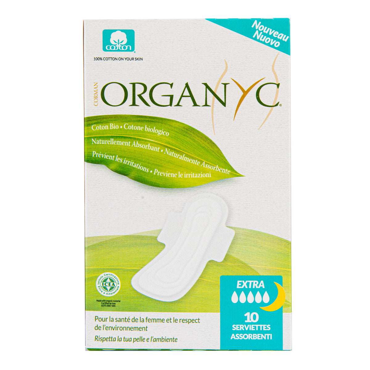 946292 Dámské vložky extra silné prodloužené 10 ks BIO bavlna   ORGANYC-1